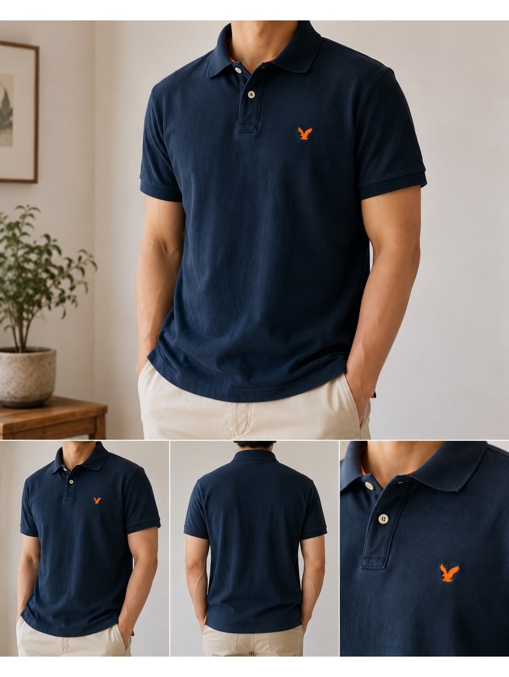 American Eagle Classic Fit Navy Blue Men's Polo Shirt Size XL